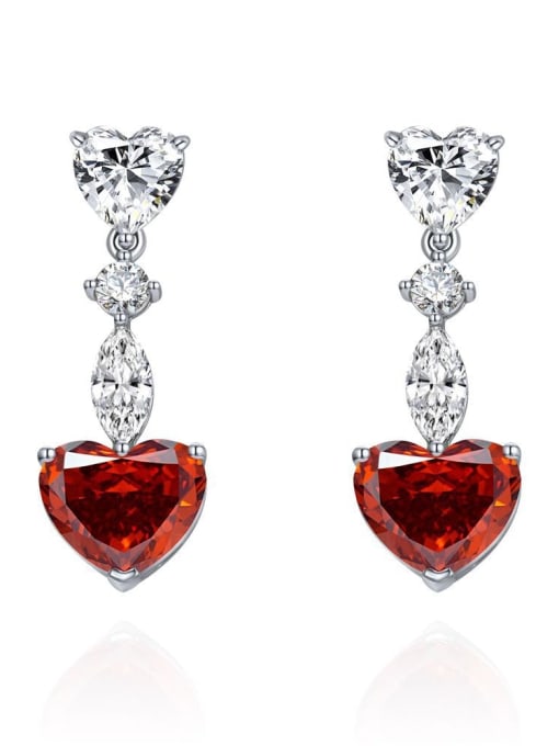 Padmase [e 1674] 925 Sterling Silver High Carbon Diamond Heart Luxury Drop Earring